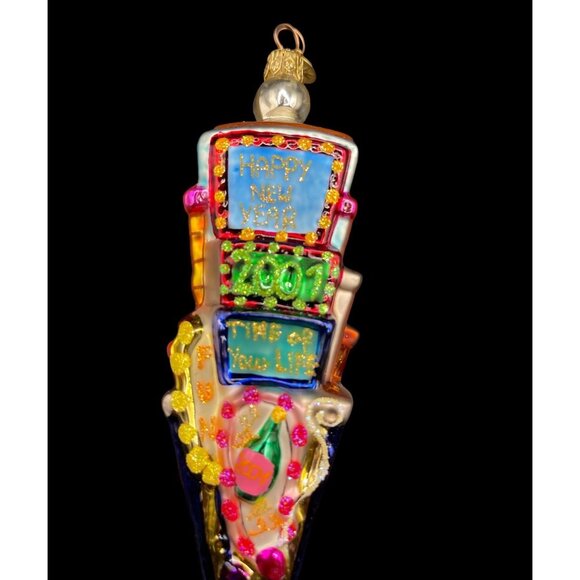 Christopher Radko 2001 Happy New Year Postcard Christmas Glass Ornament 6” - Picture 2 of 6